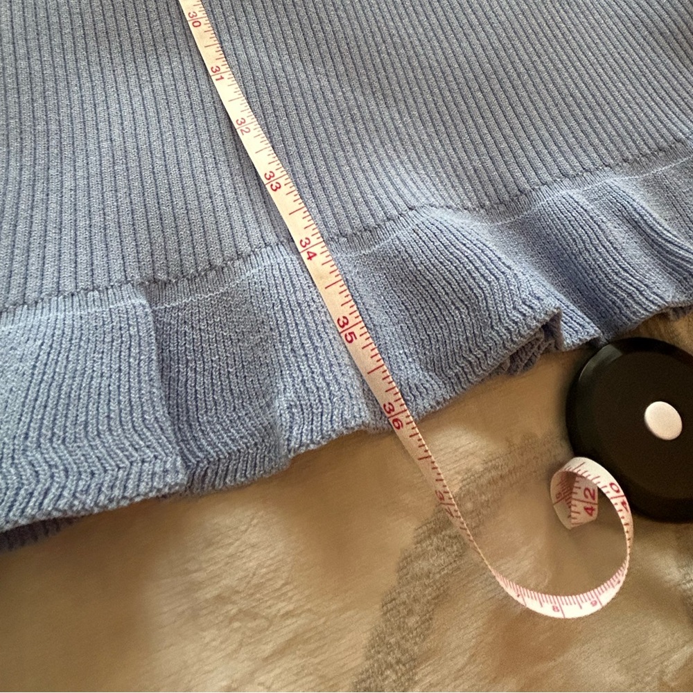 J. Crew Blue Ribbed Sheath Dress Long Sleeve Mock Neck - Picture 5 of 11